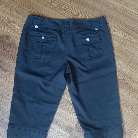 Black Bermuda Length Shorts with Button Details - Picture 2 of 5